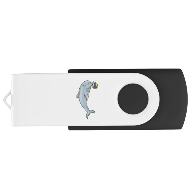 Dolphin Handball player Handball Flash Drive (Back)