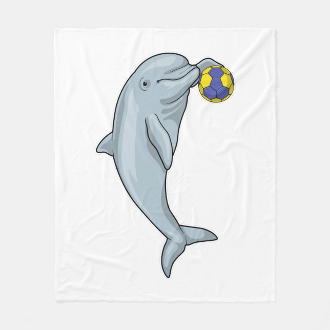 Dolphin Handball player Handball Fleece Blanket (Front)