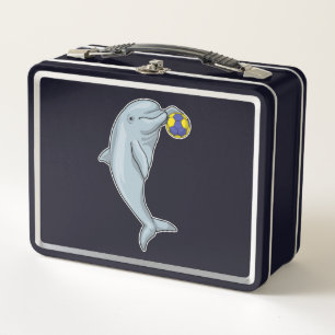 Dolphin Handball player Handball Metal Lunch Box