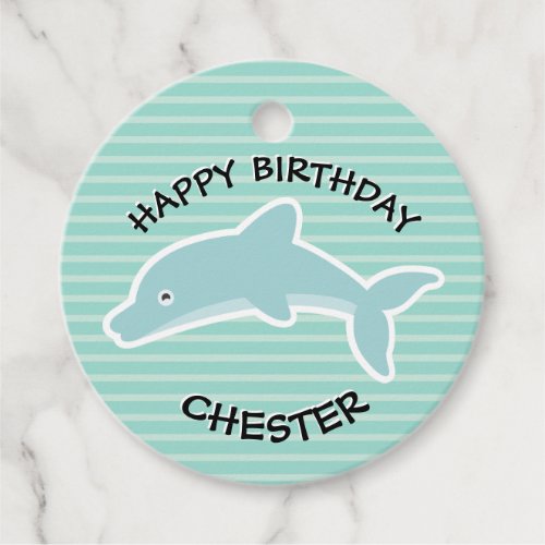 Dolphin Happy Birthday Party Animal Favor Tags