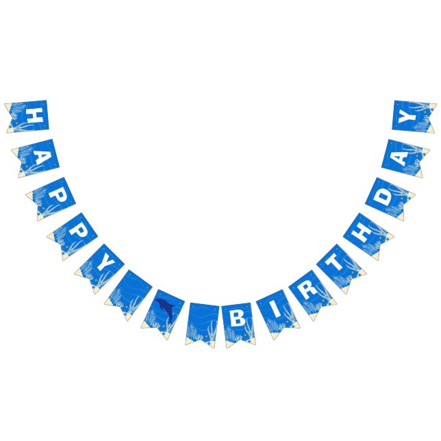 Dolphin Happy Birthday Pool Party Bunting Flags (All)