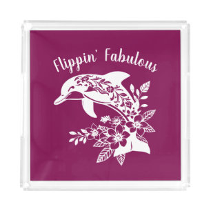 Dolphin-Hawaiian-Fisherman Core-Wine Color Acrylic Tray