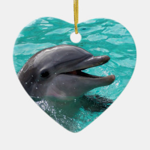 Dolphin head in aquamarine water ceramic ornament