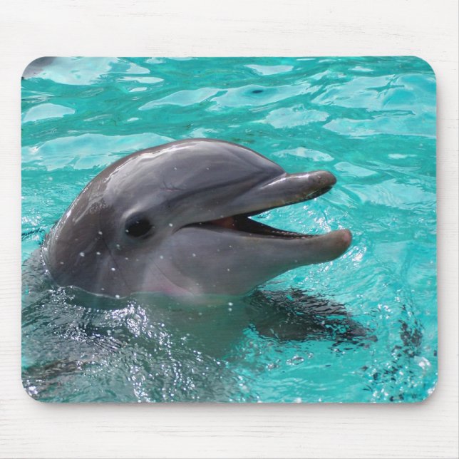 Dolphin head in aquamarine water mouse pad (Front)
