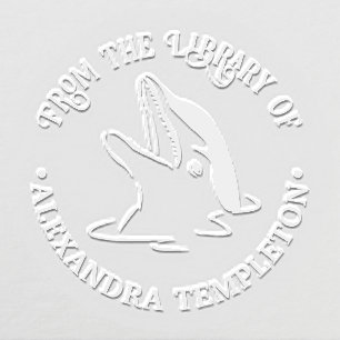 Dolphin Head Surfacing Water Library Book Name Embosser