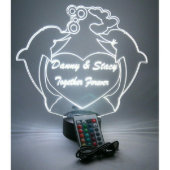 Dolphin Heart Night Light Up Lamp LED Personalized (Front)