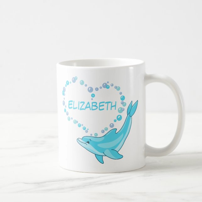 Dolphin Heart Personalized Coffee Mug (Right)