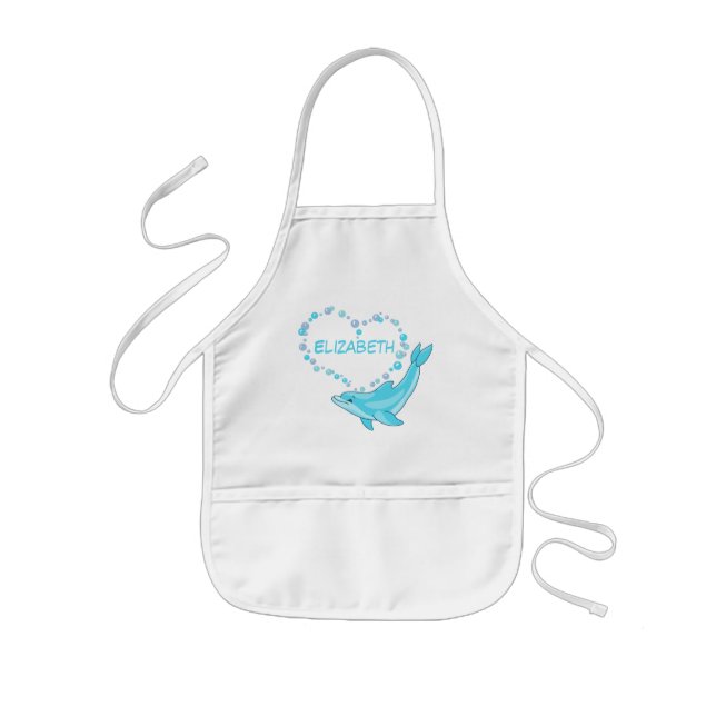 Dolphin Heart Personalized Kids' Apron (Front)