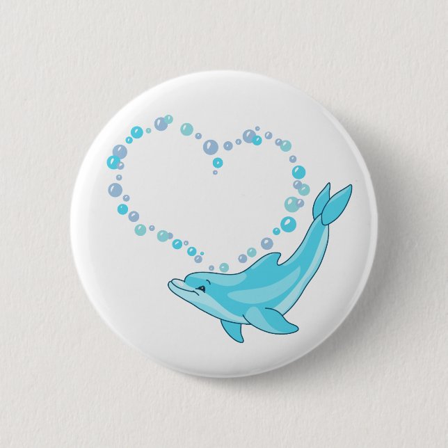 Dolphin Heart Pinback Button (Front)