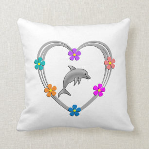 Dolphin Heart Throw Pillow
