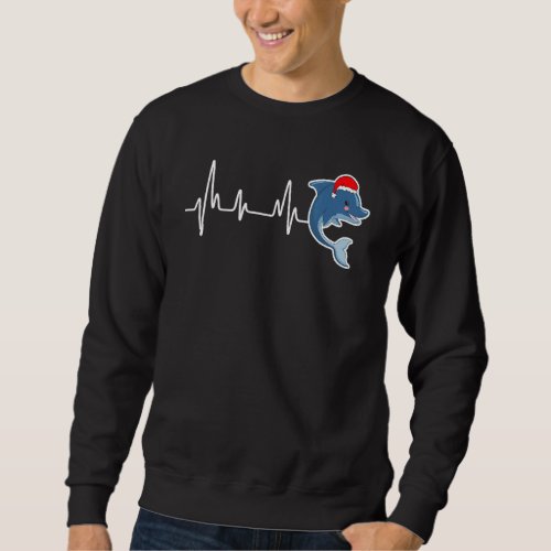 Dolphin Heartbeat Santa Hat  Christmas Pajama Sweatshirt