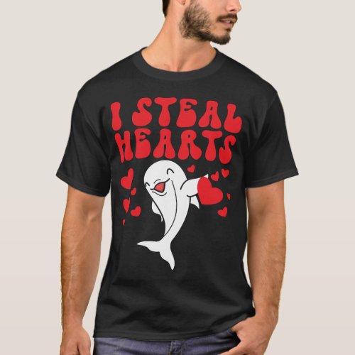 Dolphin I Steal Hearts Valentines Day T_Shirt