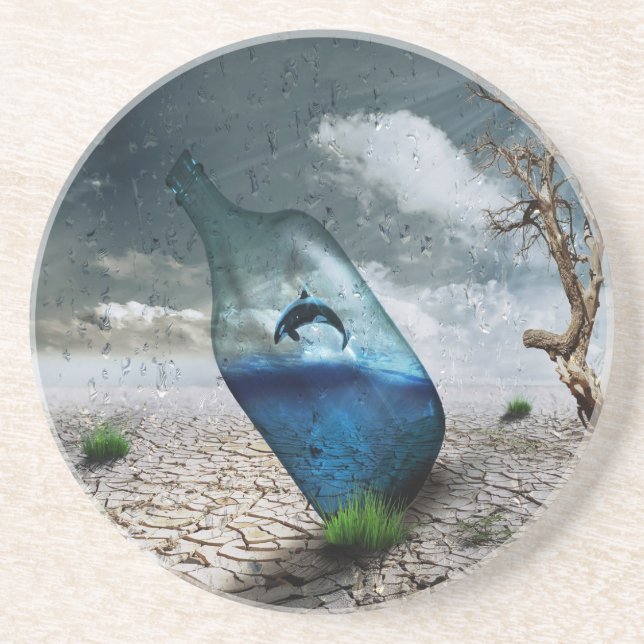 Dolphin In A Bottle Coaster (Front)