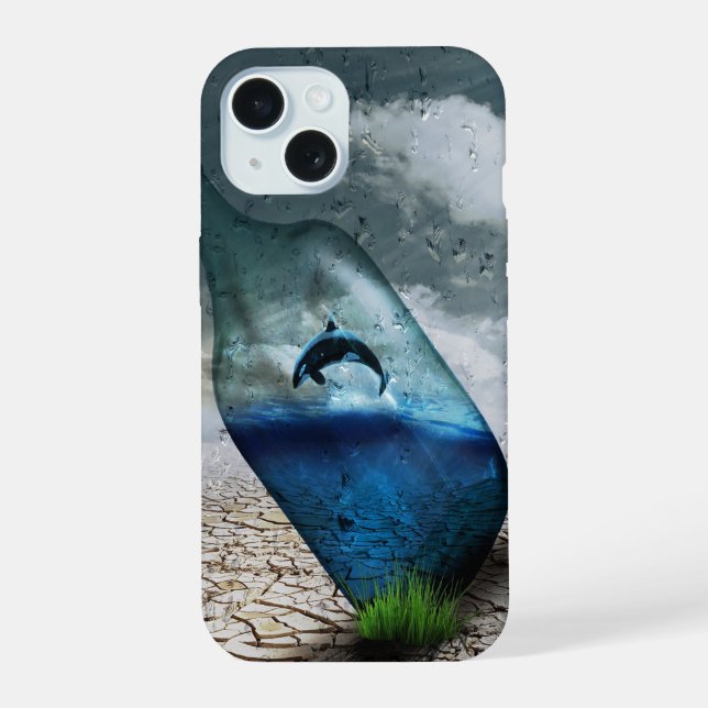 Dolphin In A Bottle Iphone Case (Back)