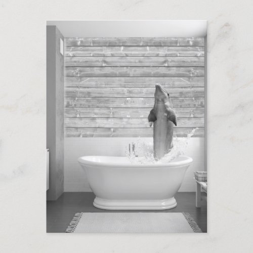 Dolphin in Bathtub Bubble bath Postcard