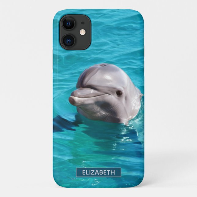 Dolphin in Blue Water | Add Your Name Case-Mate iPhone Case (Back)