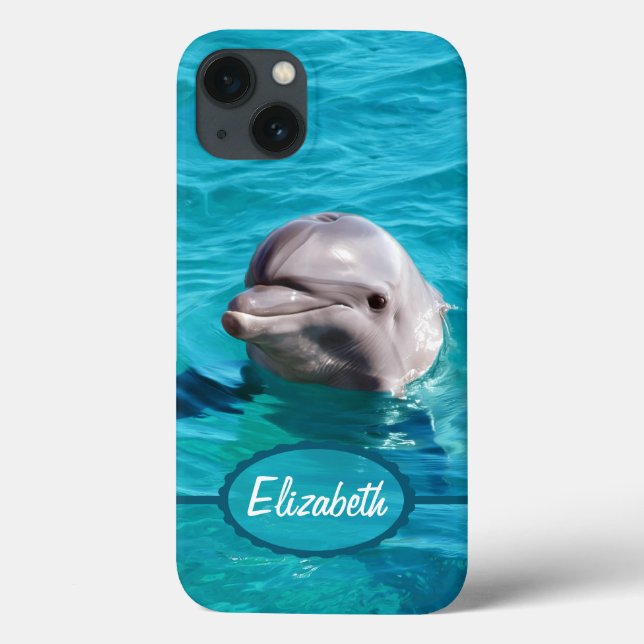 Dolphin in Blue Water Personalize Case-Mate iPhone Case (Back)