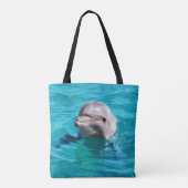 Dolphin in Blue Water Personalize Tote Bag (Back)