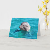 Dolphin in Blue Water Photo Card (Yellow Flower)