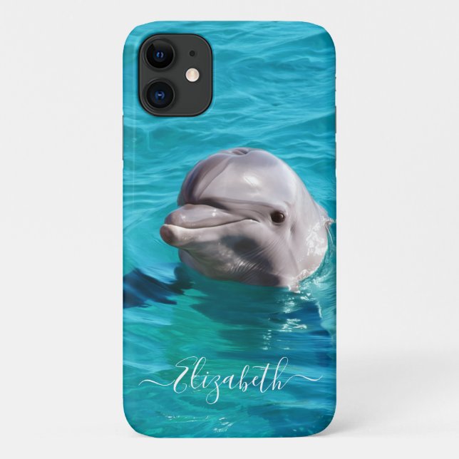 Dolphin in Blue Water Photo Case-Mate iPhone Case (Back)