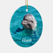 Dolphin in Blue Water Photo Ceramic Ornament (Right)