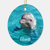 Dolphin in Blue Water Photo Ceramic Ornament (Left)