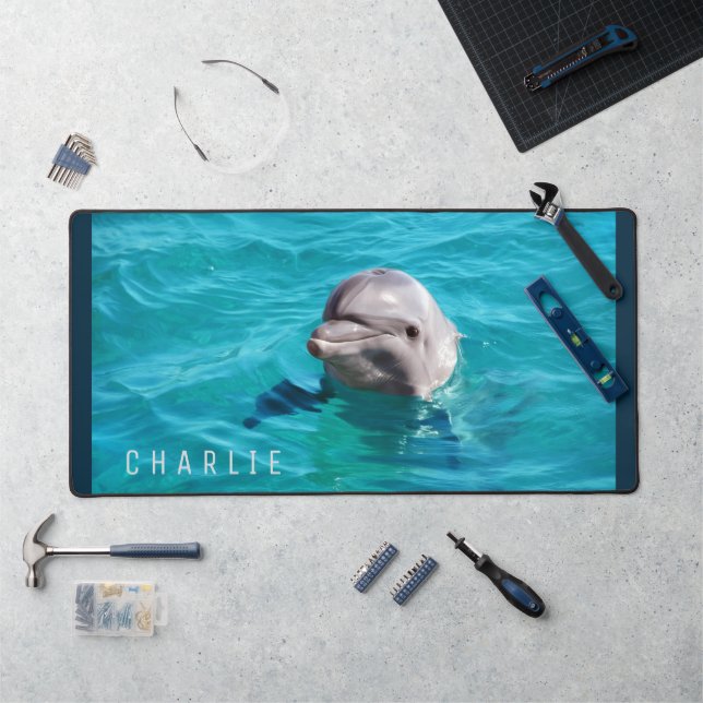 Dolphin in Blue Water Photo Desk Mat (Workstation)