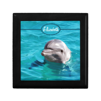 Dolphin in Blue Water Photo Jewelry Box