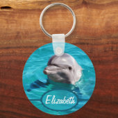 Dolphin in Blue Water Photo Keychain (Front)