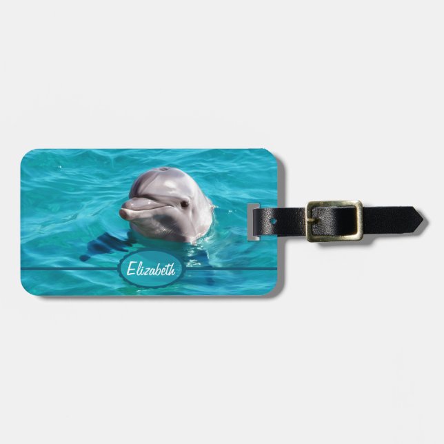 Dolphin in Blue Water Photo Luggage Tag (Front Horizontal)