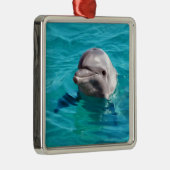 Dolphin in Blue Water Photo Metal Ornament (Right)