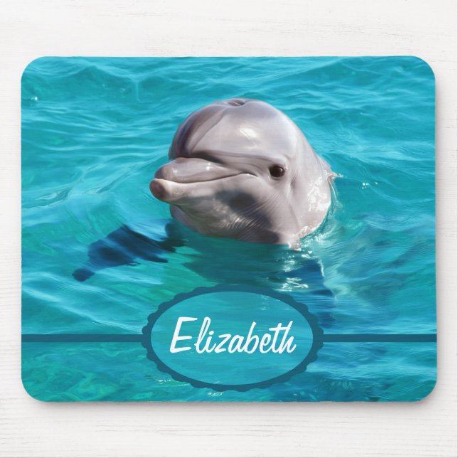 Dolphin in Blue Water Photo Mouse Pad (Front)