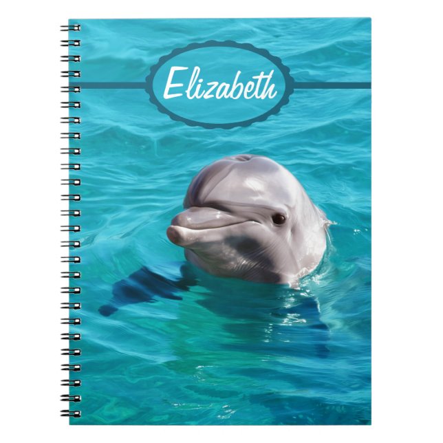 Dolphin in Blue Water Photo Notebook (Front)