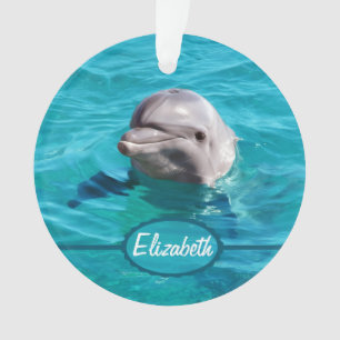 Dolphin in Blue Water Photo Ornament