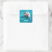 Dolphin in Blue Water Photo Square Sticker (Bag)