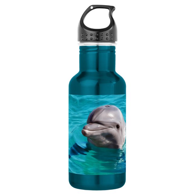 Dolphin in Blue Water Photo Stainless Steel Water Bottle (Front)
