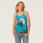 Dolphin in Blue Water Photo Tank Top (Front Full)