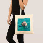 Dolphin in Blue Water Photo Tote Bag (Front (Product))