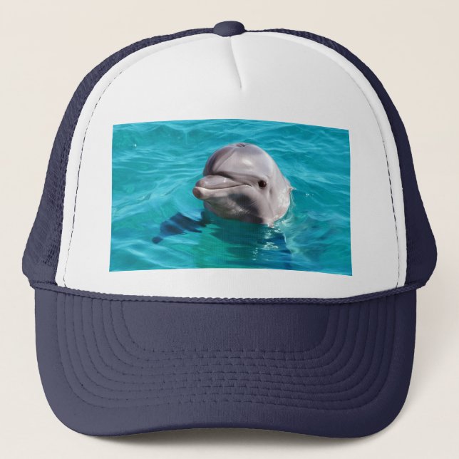 Dolphin in Blue Water Photo Trucker Hat (Front)