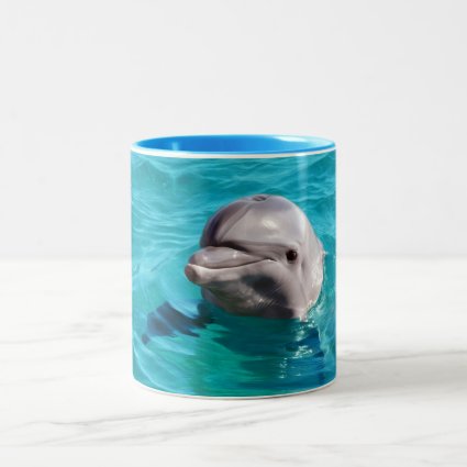 Dolphin in Blue Water Photo Two-Tone Coffee Mug
