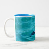 Dolphin in Blue Water Photo Two-Tone Coffee Mug (Left)