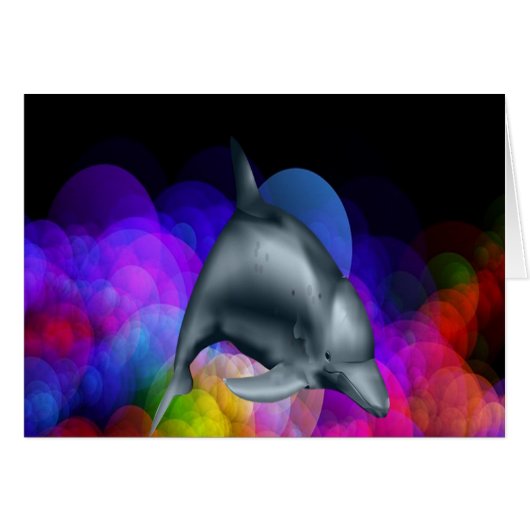 Dolphin In Colored Water Cards (Front Horizontal)