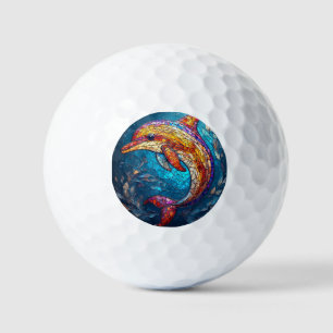 Dolphin in Intricate Stained Glass Artistic Style Golf Balls