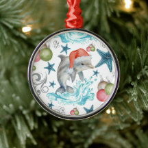 Dolphin in Santa Hat Christmas Ornament Keepsake