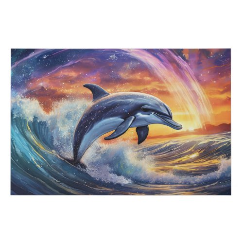 Dolphin In The Galaxy by Rich AMeN Gill Faux Canvas Print