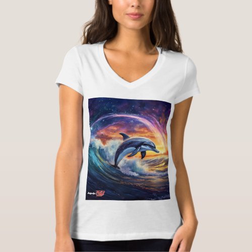 Dolphin In The Galaxy by Rich AMeN Gill T_Shirt
