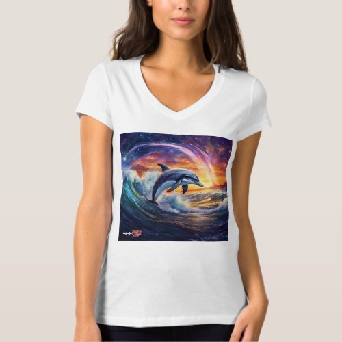 Dolphin In The Galaxy Design By Rich AMeN Gill T_Shirt