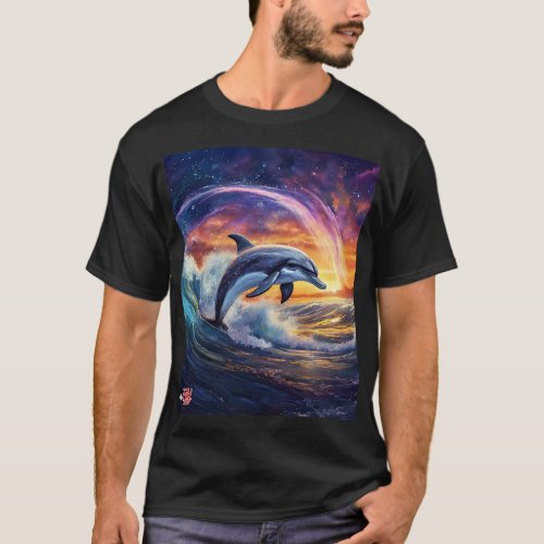 Dolphin In the Galaxy Design By Rich AMeN Gill T_Shirt