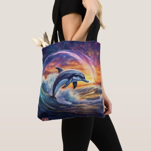 Dolphin In the Galaxy Design By Rich AMeN Gill Tote Bag