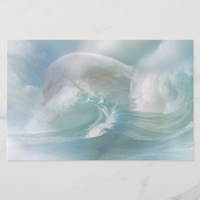 Dolphin In The Ocean Stationery (Front)